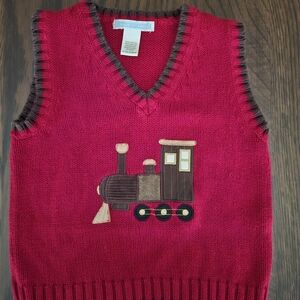 Janie and Jack Red Sweater Train Vest